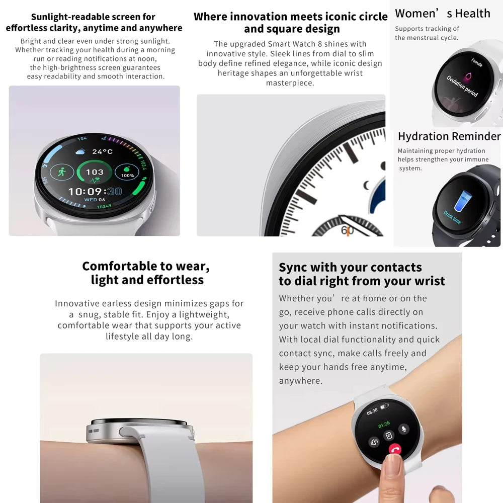 8 Mini Smart Watch – AMOLED HD, Bluetooth Call & GPS Fitness Tracker