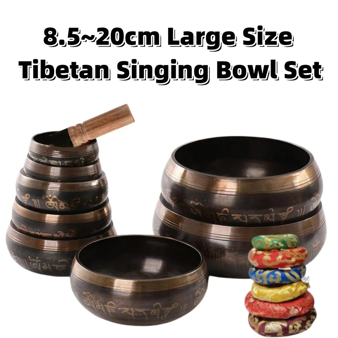 Tibetan Singing Bowl Set – Meditation & Chakra Healing Bowl (8.5–20cm)
