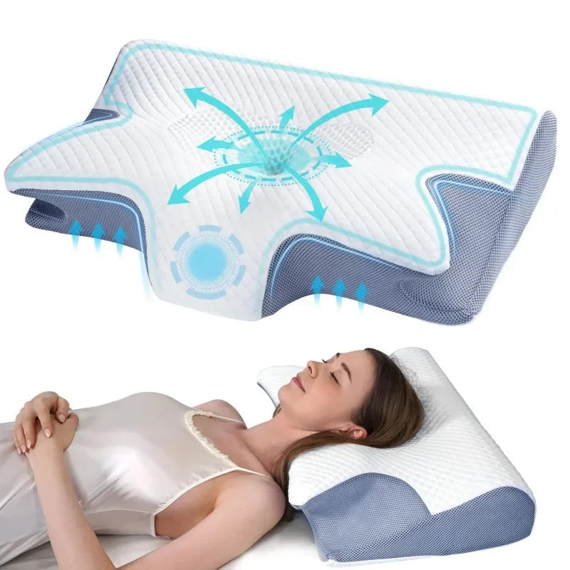 Butterfly Memory Foam Pillow – Neck Pain Relief Contoured Sleep Support