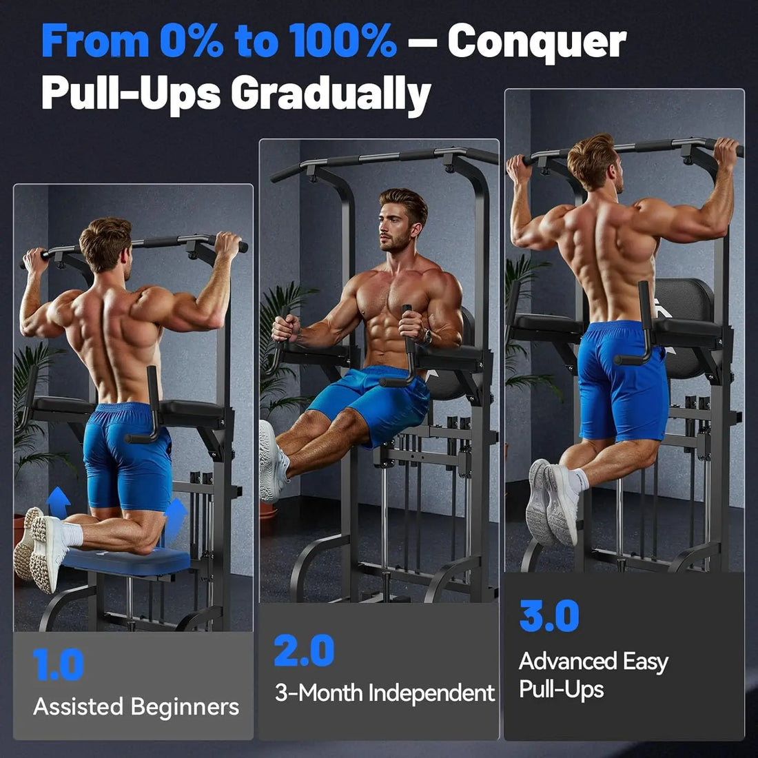 Power Tower Pull-Up Bar Station – 450LBS Heavy Duty Dip & Strength Trainer