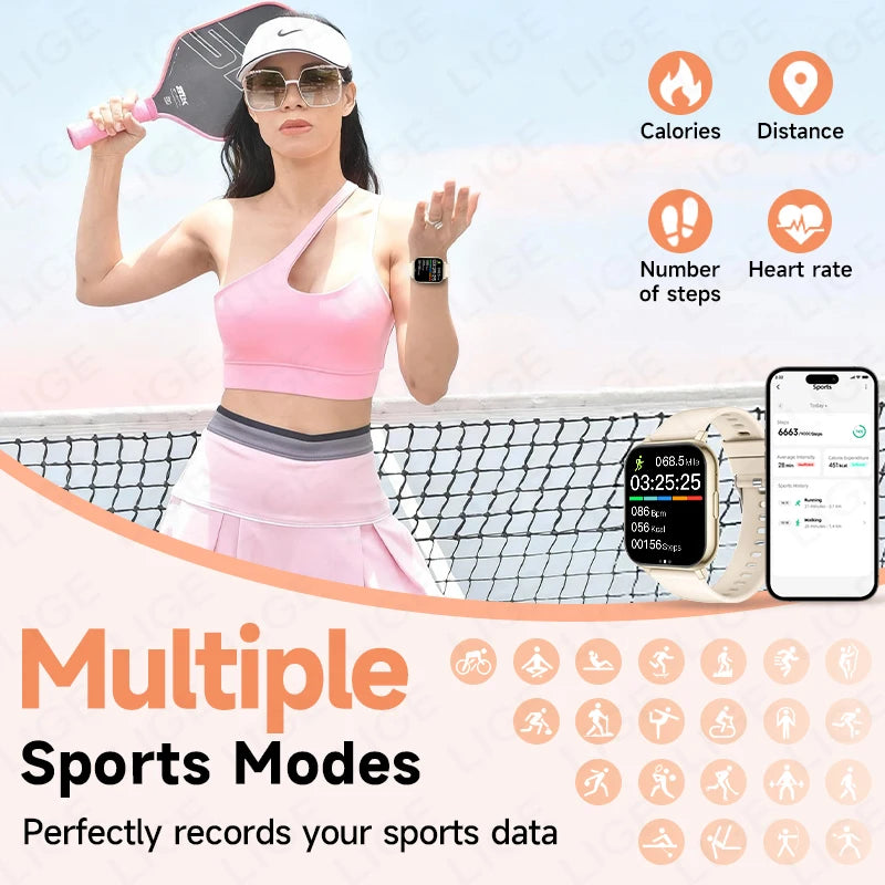 LIGE Women’s Smart Watch – Bluetooth Call, Health & Fitness Monitor