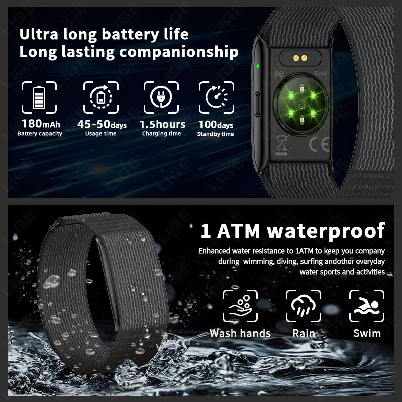 LIGE No Screen Smart Wristband – Heart Rate & Sleep AI Health Monitor
