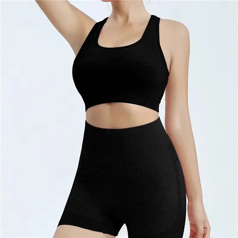 Women’s Yoga Set – Gym Shorts, Sports Bra & Seamless Fitness Outfit