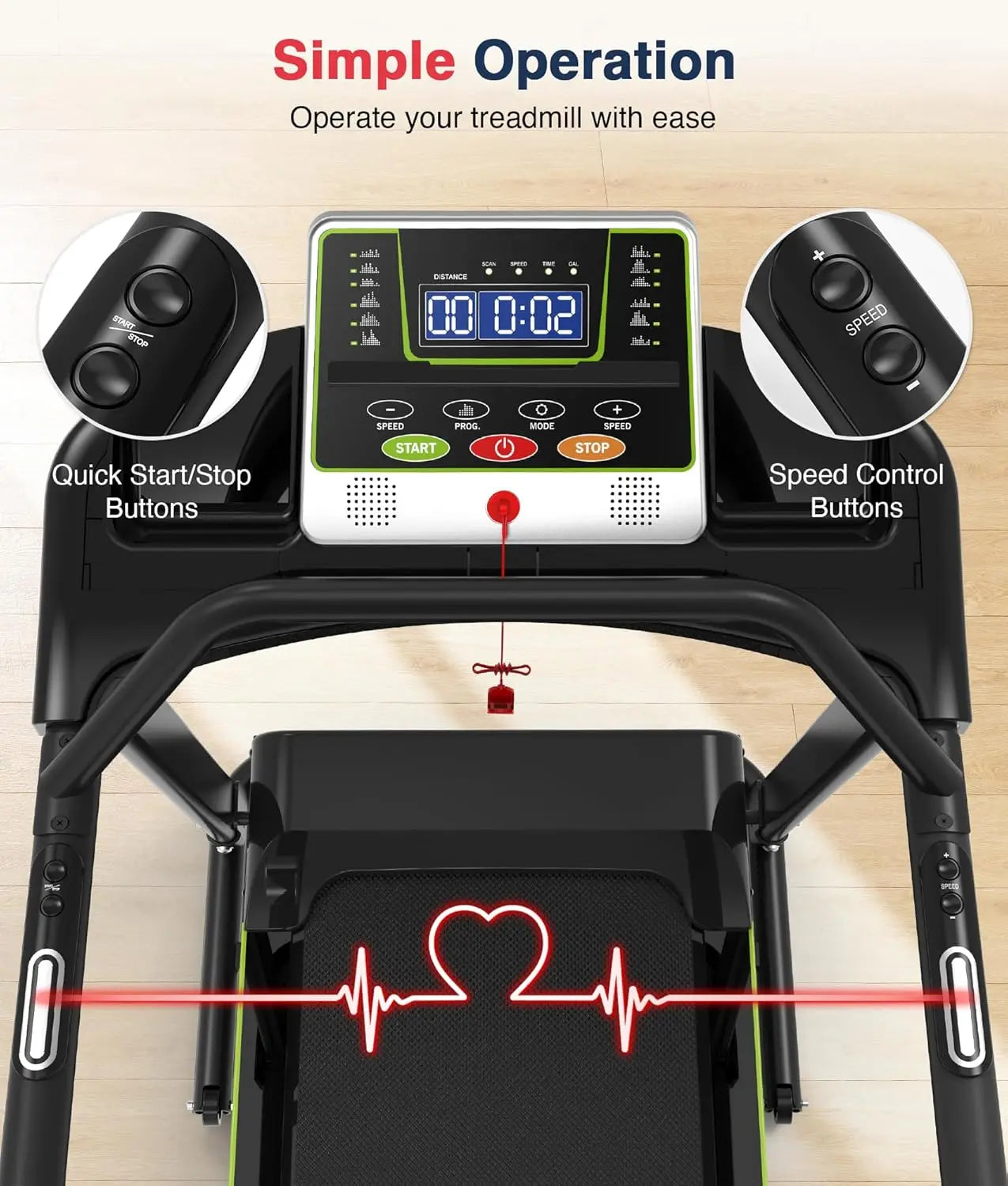Foldable Walking Treadmill – Long Handrail Balance & Home Recovery Exercise Machine