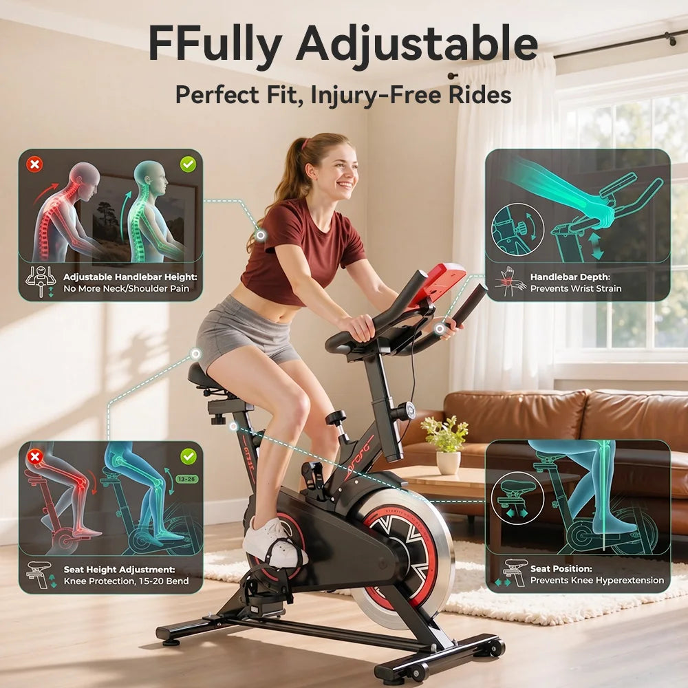 Silent Indoor Spin Bike – Adjustable Home Cardio Cycling Exercise Equipment