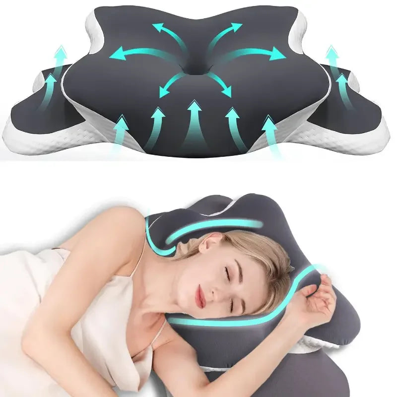 Butterfly Memory Foam Neck Pillow – Ergonomic C-Shape Adjustable Support