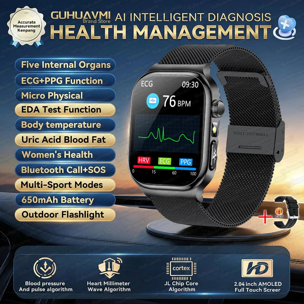 Men’s Smart Watch – ECG + PPG Health Monitor, Blood Pressure & Bluetooth Call