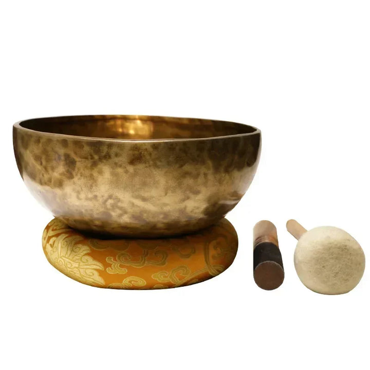 Large Tibetan Singing Bowl Set – Vintage Brass Sound Healing Instrument