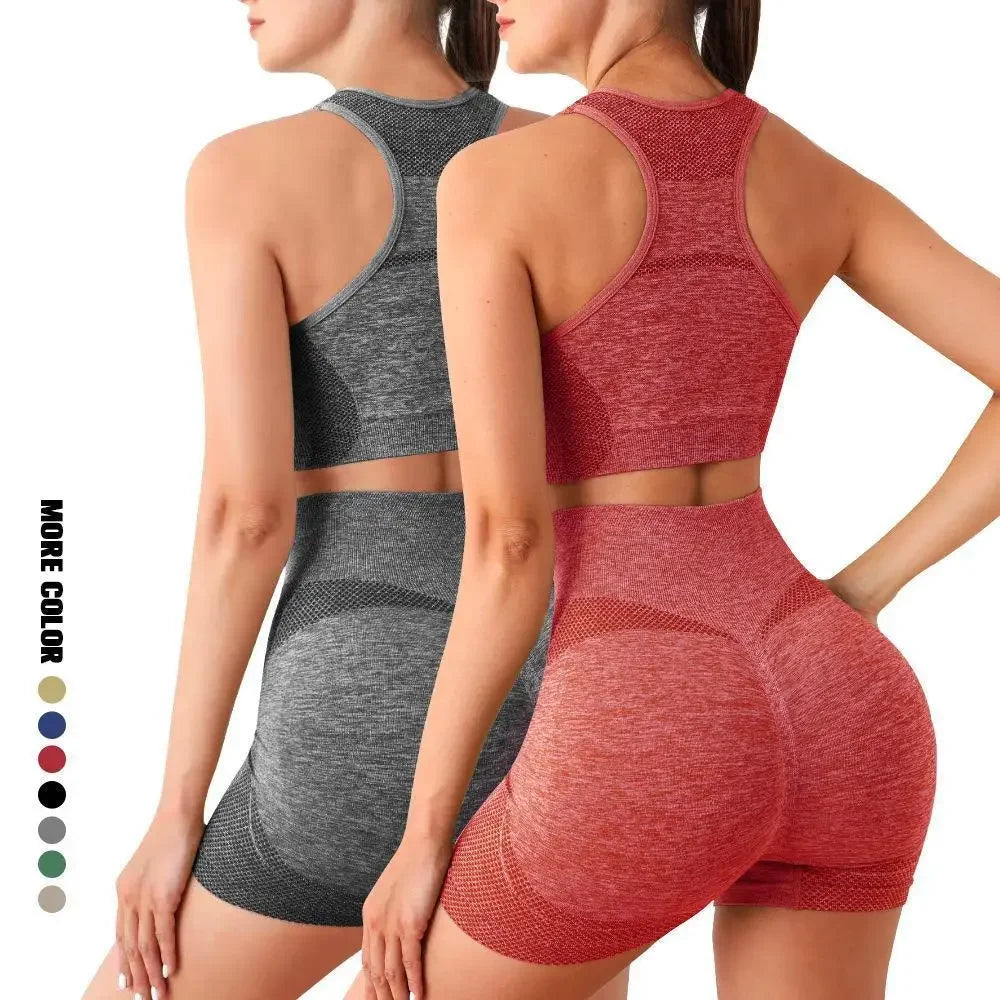 Women’s Yoga Set – Gym Shorts, Sports Bra & Seamless Fitness Outfit