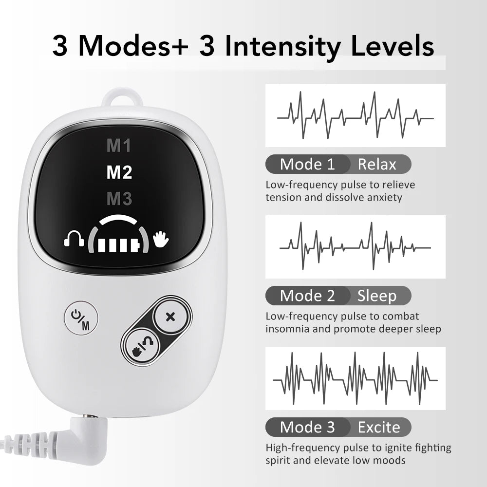 2-in-1 CES Sleep Aid Device – Microcurrent Ear Clip for Relaxation & Sleep Support
