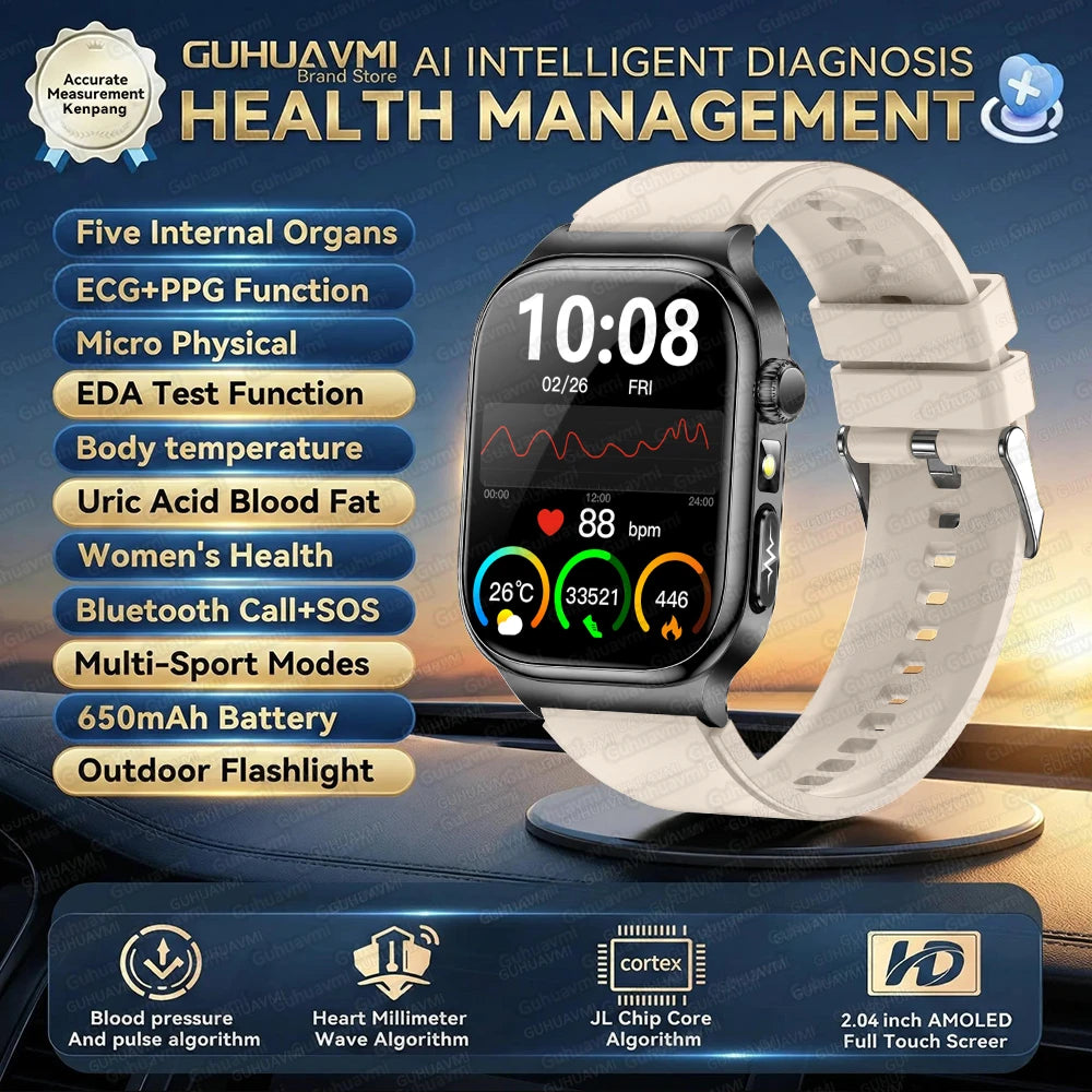 Men’s Smart Watch – ECG + PPG Health Monitor, Blood Pressure & Bluetooth Call