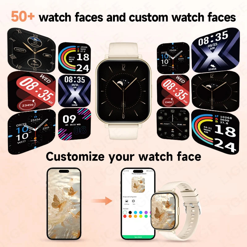 LIGE Women’s Smart Watch – Bluetooth Call, Health & Fitness Monitor