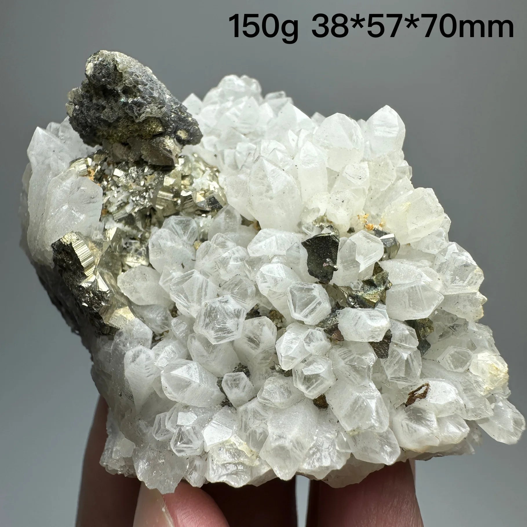 Natural Crystal Quartz with Pyrite/Chalcopyrite – Healing Mineral Specimen Decor