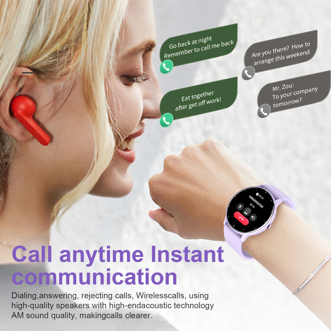 LIGE Smart Watch – Sports Fitness Health Monitor (IP67 Waterproof, Bluetooth Call)