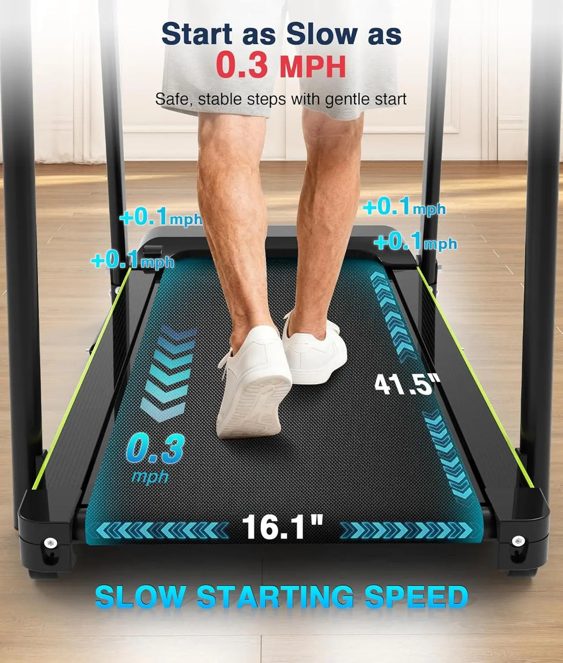 Foldable Walking Treadmill – Long Handrail Balance & Home Recovery Exercise Machine