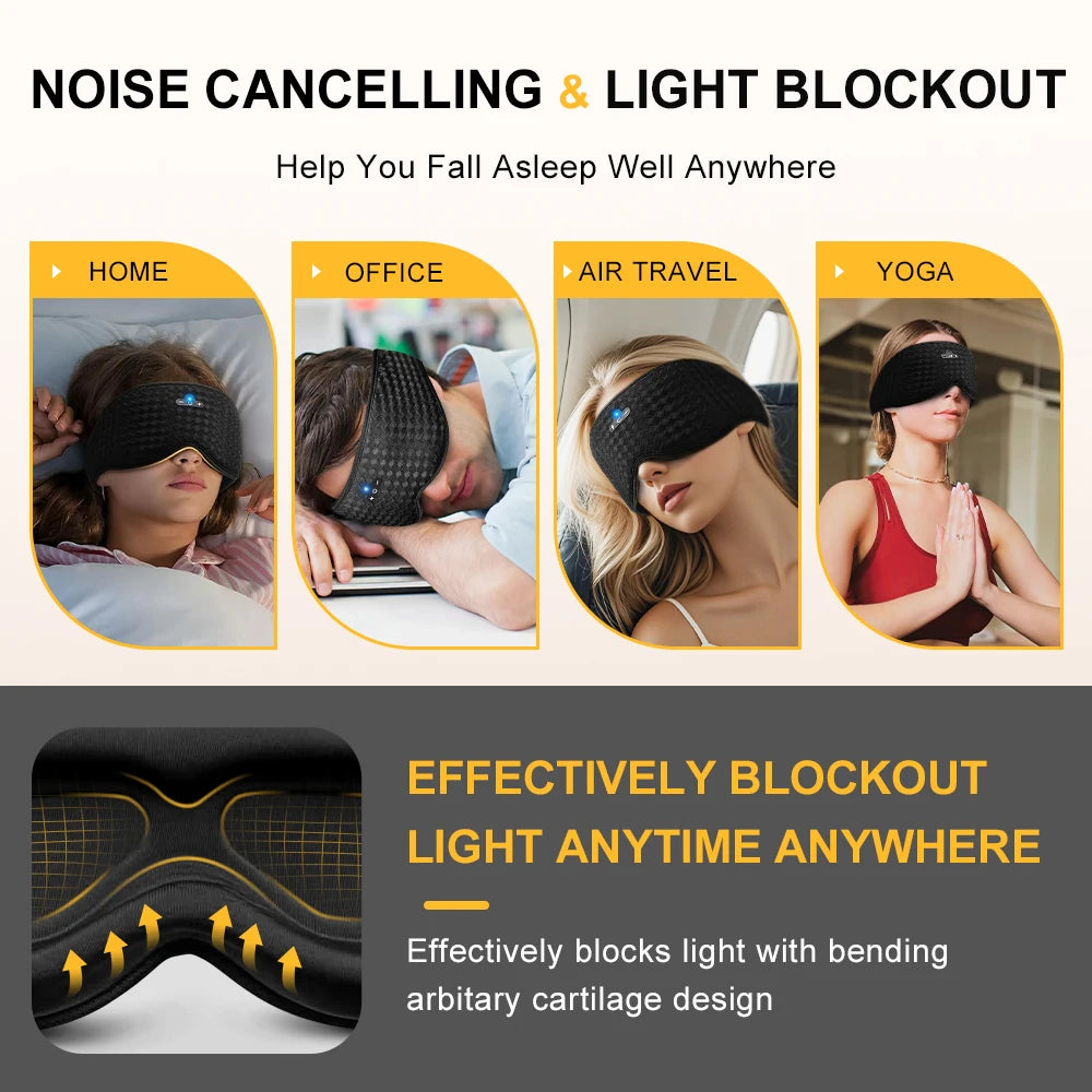 3D Bluetooth Sleep Mask Headphones – Wireless Blackout Eye Mask