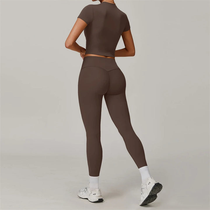 Women’s 2-Piece Yoga Set – Crop Top & High Waist Leggings Workout Outfit