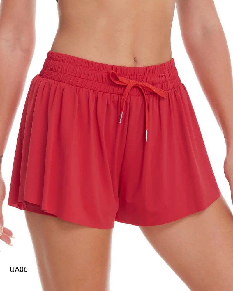 Women’s Breathable Sports Shorts – Elastic Waist, Liner & Side Pocket