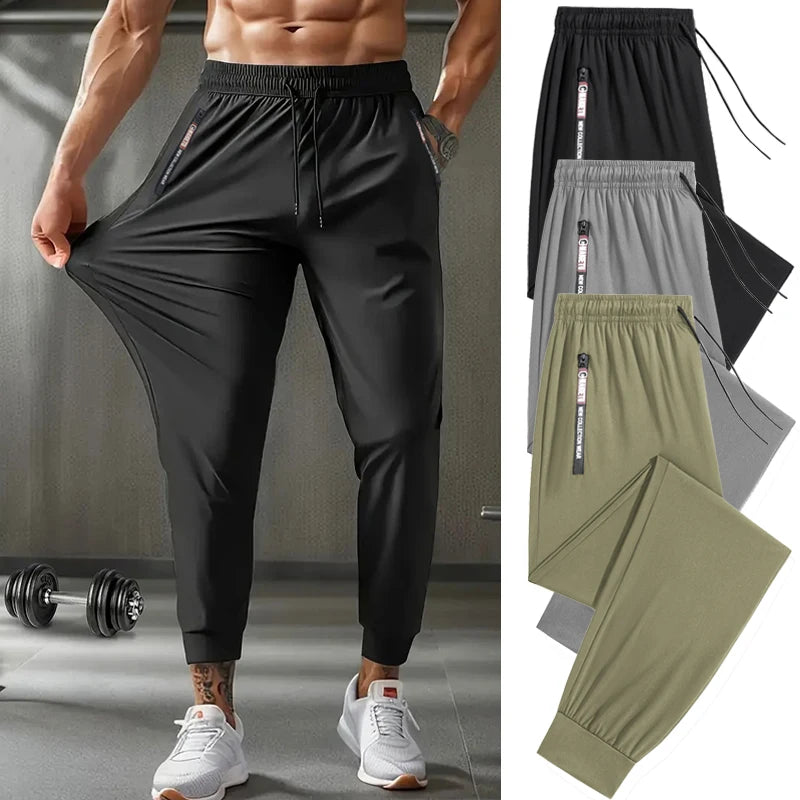 Men’s Quick-Dry Athletic Pants – Lightweight Stretch Sweatpants with Zipper Pockets