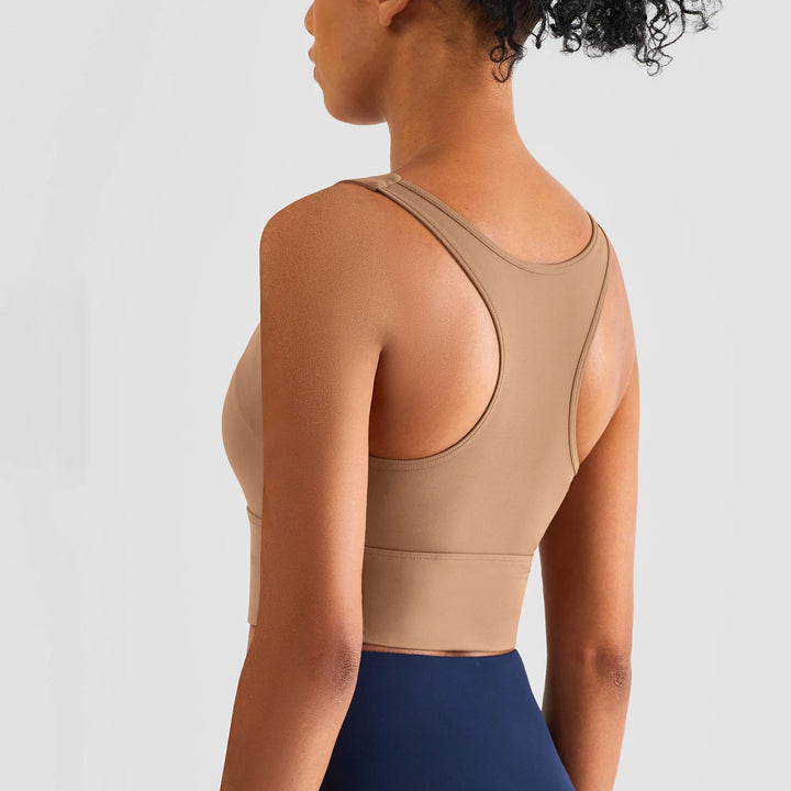 Women’s Nylon Sports Bra – Elastic Yoga & Gym Crop Top