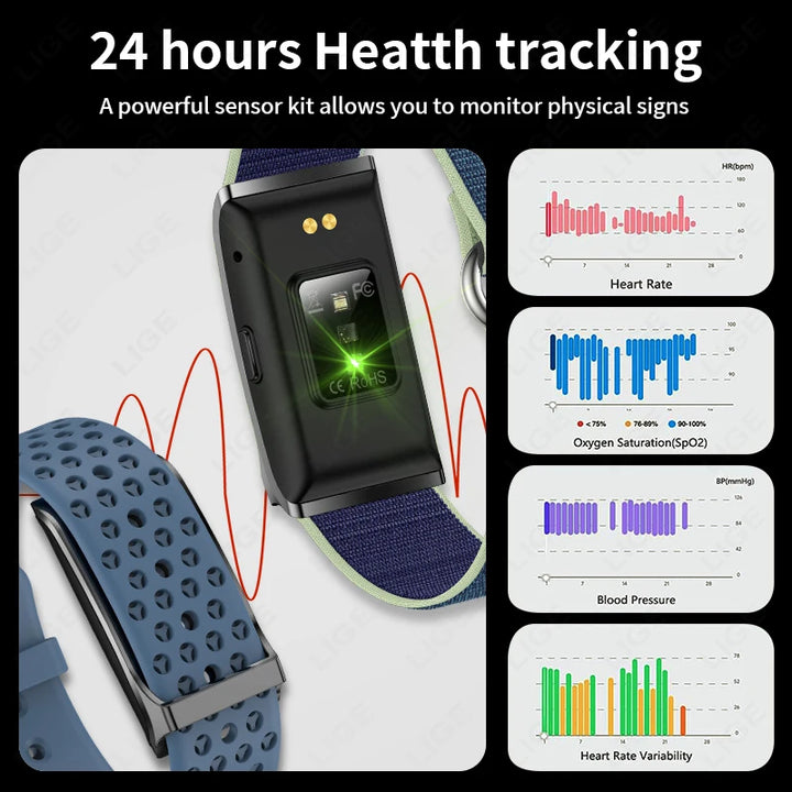 LIGE No Screen Smart Bracelet – Health & Fitness Tracker (Heart Rate & BP Monitor)